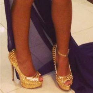 Steve Madden gold studded peep toe high heel